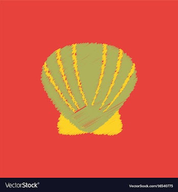 Scallop sea shell sketch style realistic vector image