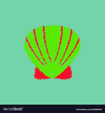 Scallop sea shell sketch style realistic vector image