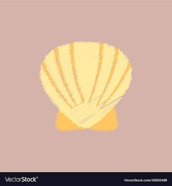 Scallop sea shell sketch style realistic vector image
