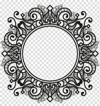 Scalloped-edge black floral frame, frame Ornament , retro palace black border transparent background PNG clipart