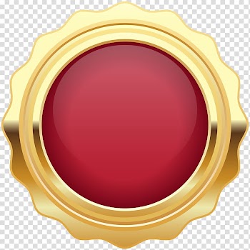 Scalloped edge round frame illustration, Art , Seal Badge Red Gold transparent background PNG clipart