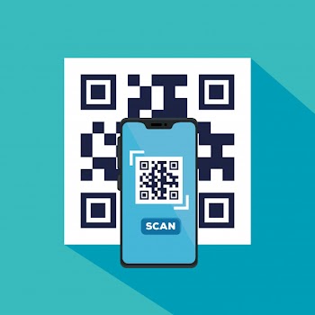 Scan qr code with smartphone illustration design Free Vector