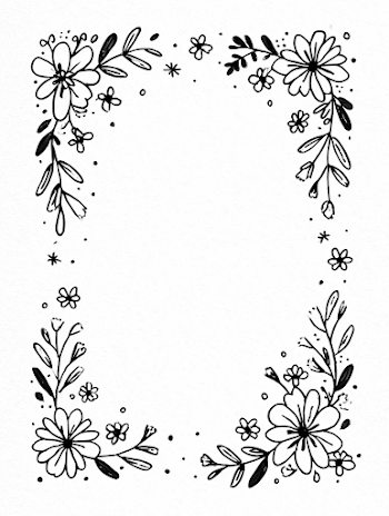 Scandinavian Dainty Floral Border Clipart