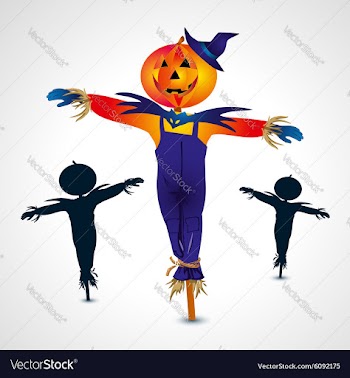 Scarecrows halloween symbol vector image