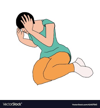 scared and depressed green cloth lady