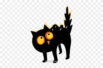 Scared Black Cat Royalty Free Vector Clip Art Illustration - Halloween Borders