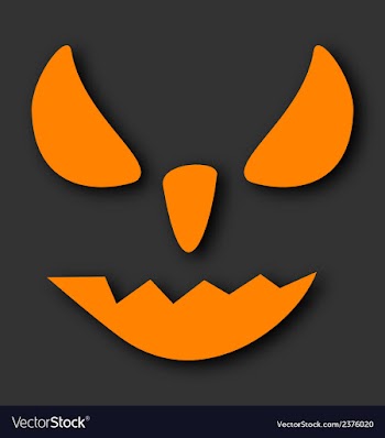  					Scary face of Halloween pumpkin on black vector image														