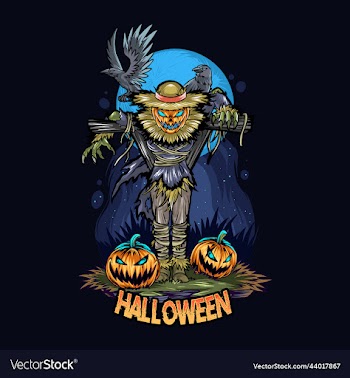 scary halloween pumpkin head scarecrow