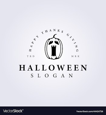 scary halloween pumpkin line logo