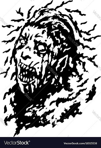 Scary head of zombie woman with disheveled hair vector image