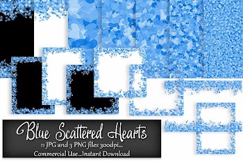 Scattered Blue Hearts