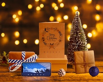 Scene creator mockup with christmas concept Free Psd