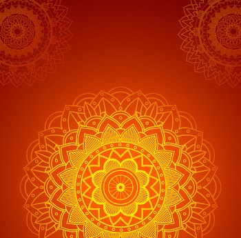 Scene with orange mandalas Free Vector