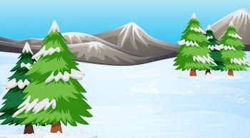 Scene with pine trees in the snow Free Vector