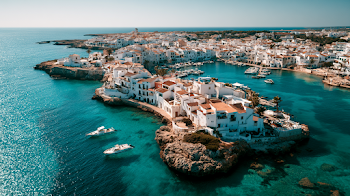 Scenic Mediterranean Coastal Town Aerial View