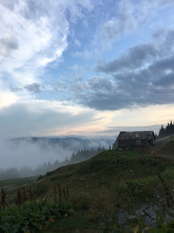 Scenic Photo of Wooden House Under Cloudy Sky