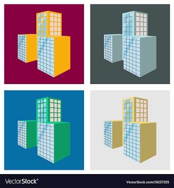 Scenic view of a city downtown landscape with vector image