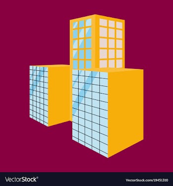 Scenic view of a city downtown landscape with vector image