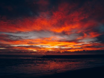 Scenic View Of Ocean During Sunset