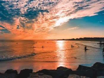 Scenic View Of Ocean During Sunset