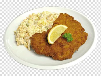 Schnitzel Potato salad Cotoletta Gravy Mashed potato, salad transparent background PNG clipart