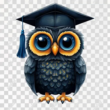 Scholarly Owl: A Detailed Airbrush Illustration in Cap and Tassel Scholarly Owl: A Detailed Airbrush Illustration in Cap and Tassel