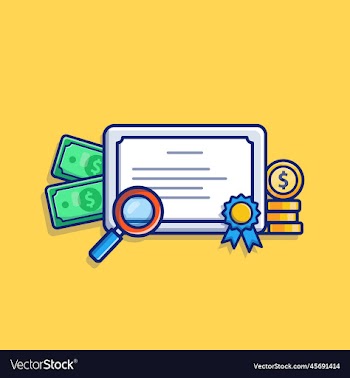 scholarship certificate badge and money cartoon