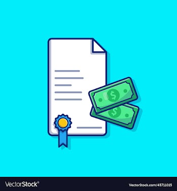 scholarship certificate badge and money cartoon