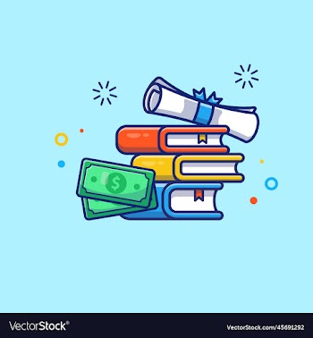 scholarship certificate money and book cartoon