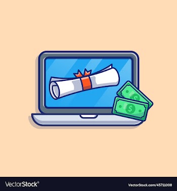 scholarship laptop certificate and money cartoon