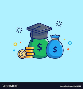 scholarship money bag gold coin and graduation