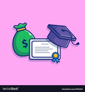 scholarship money bag graduation cap cartoon