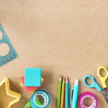 School accessories on beige background Free Photo