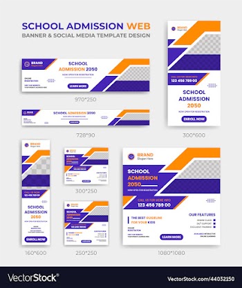 school admission social media and web banner set