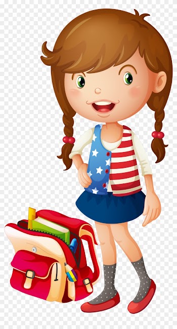 School Bag Illustration - Pack Bag Girl Clipart