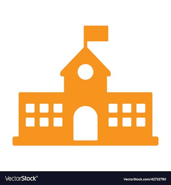 school building with flag filled icon
