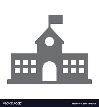 school building with flag filled icon