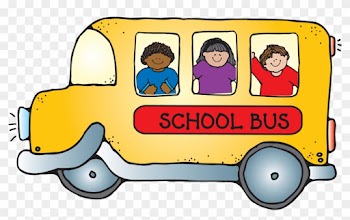 School Bus With Children Png Clipart - School Supplies Clipart