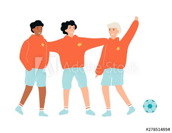 School children standing in sports uniform