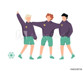 School children standing in sports uniform