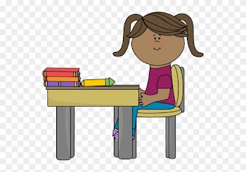 School Girl Sitting At A Desk - Girl Sitting At Desk Clipart