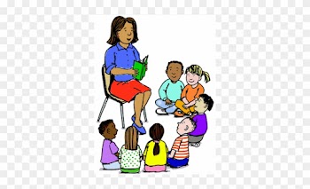 School Kids Art Class Clip Art - Teacher Is Reading A Story