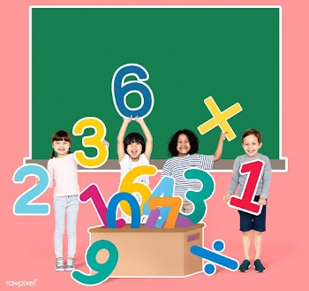 School kids learning mathematics with numbers | Free stock psd mockup - 491994