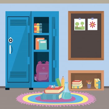 School locker and supplies Free Vector