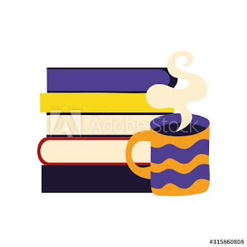 school pile text books with coffee cup drink