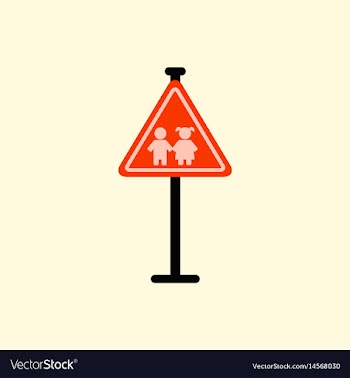 School warning road sign kids road symbol vector image