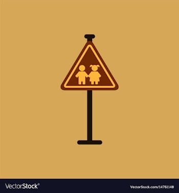 School warning road sign kids road symbol vector image
