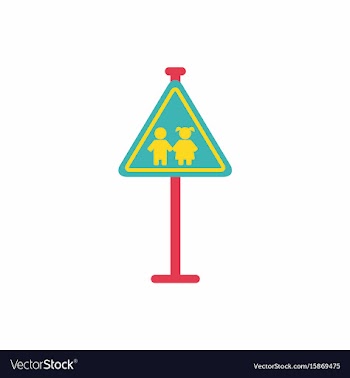 School warning road sign kids road symbol vector image