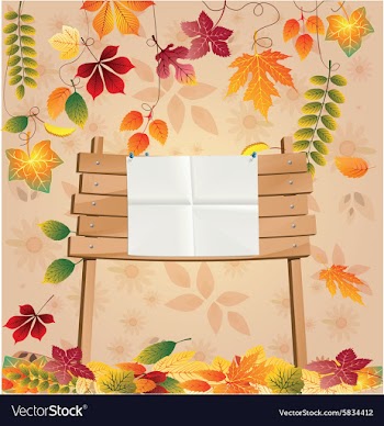 School wooden board with autumn leaves vector image