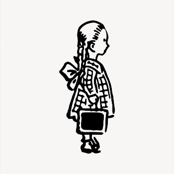 Schoolgirl clipart, vintage hand drawn | Free Vector - rawpixel